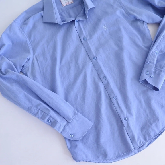 Cavallero Camiceria Slim Fit Button Down  Blue Shirt Size- 39/40 - Picture 9 of 13